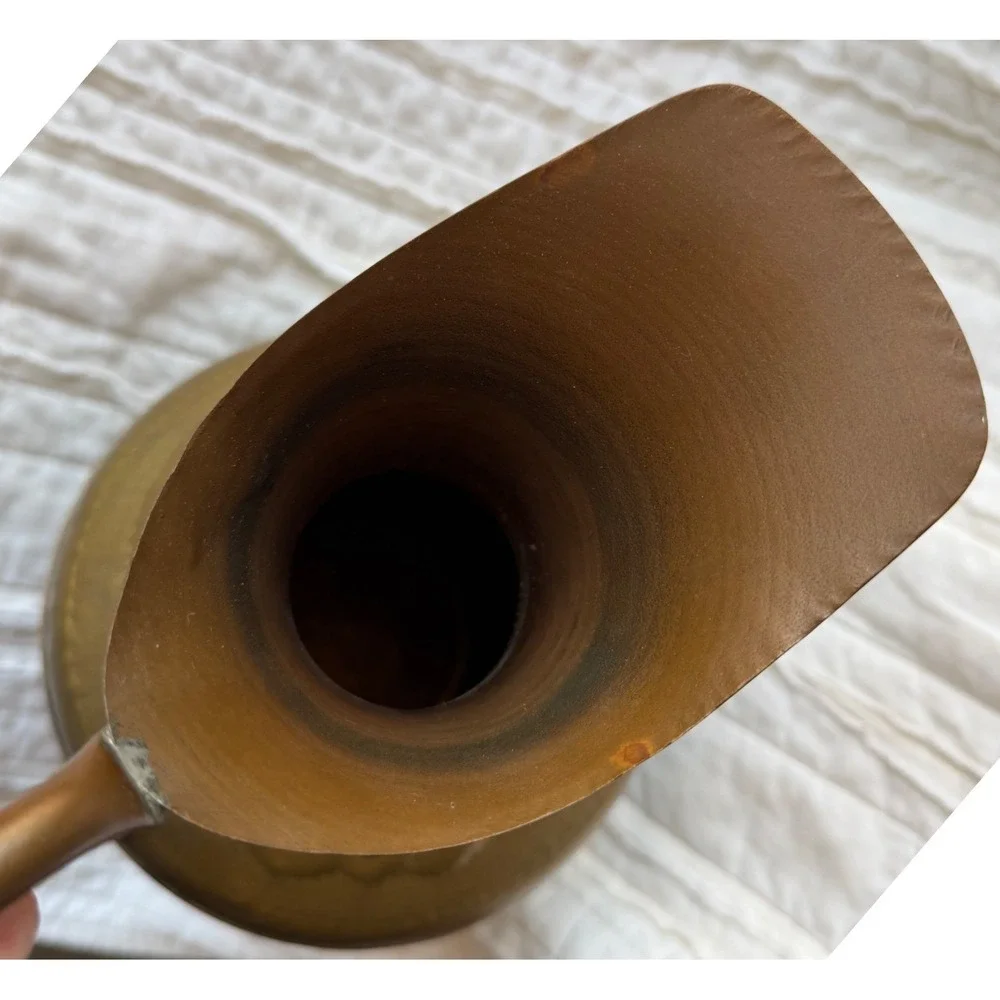 Vintage Copper Brass Decorative Pitcher Vase Embossed Patina Home Decor 12in